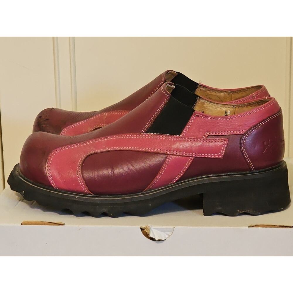 vintage Fluevog f shoes Angie slip on chunky sole pink fushia/ pink 8.5 shoes